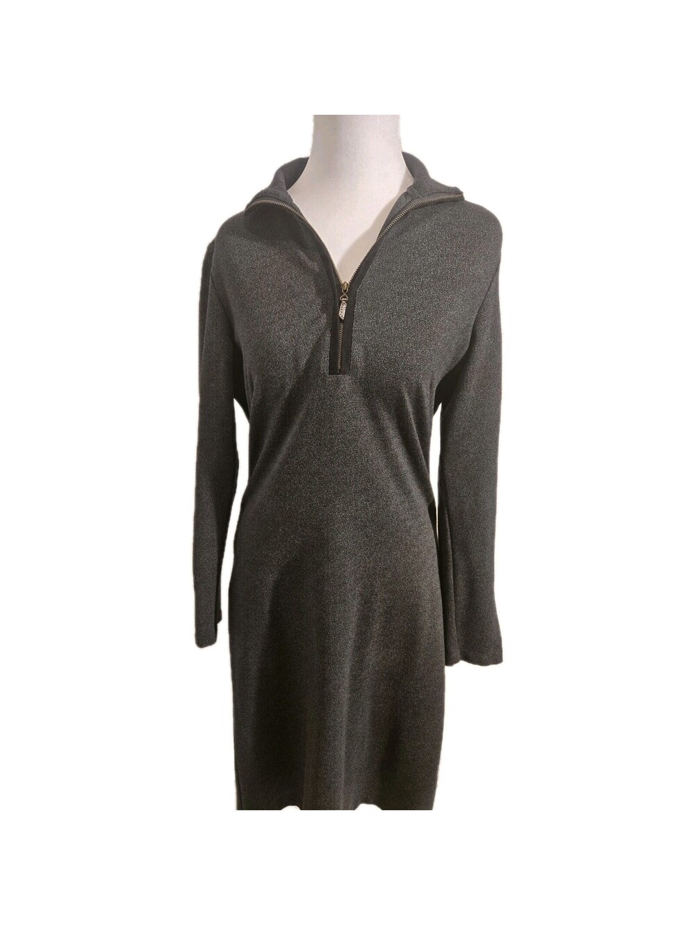 J. McLaughlin Bedford Charcoal Grey Mock Neck 1/4 Zip Sheath Dress Size Small